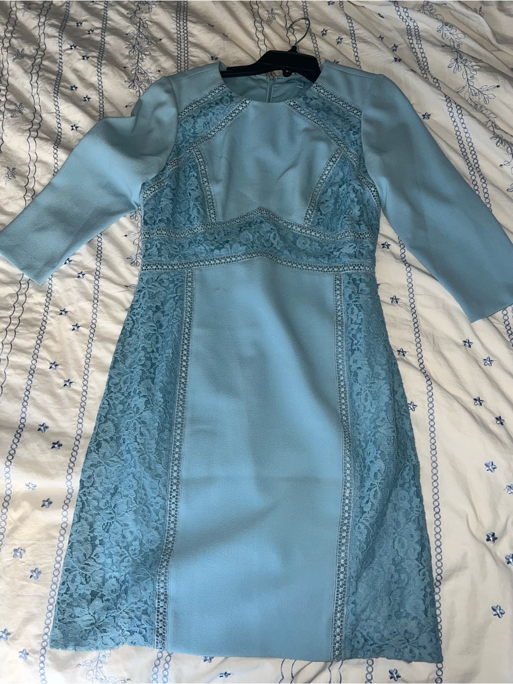 ANTONIO MELANI Powder Blue Lace-Panel Midi Dress